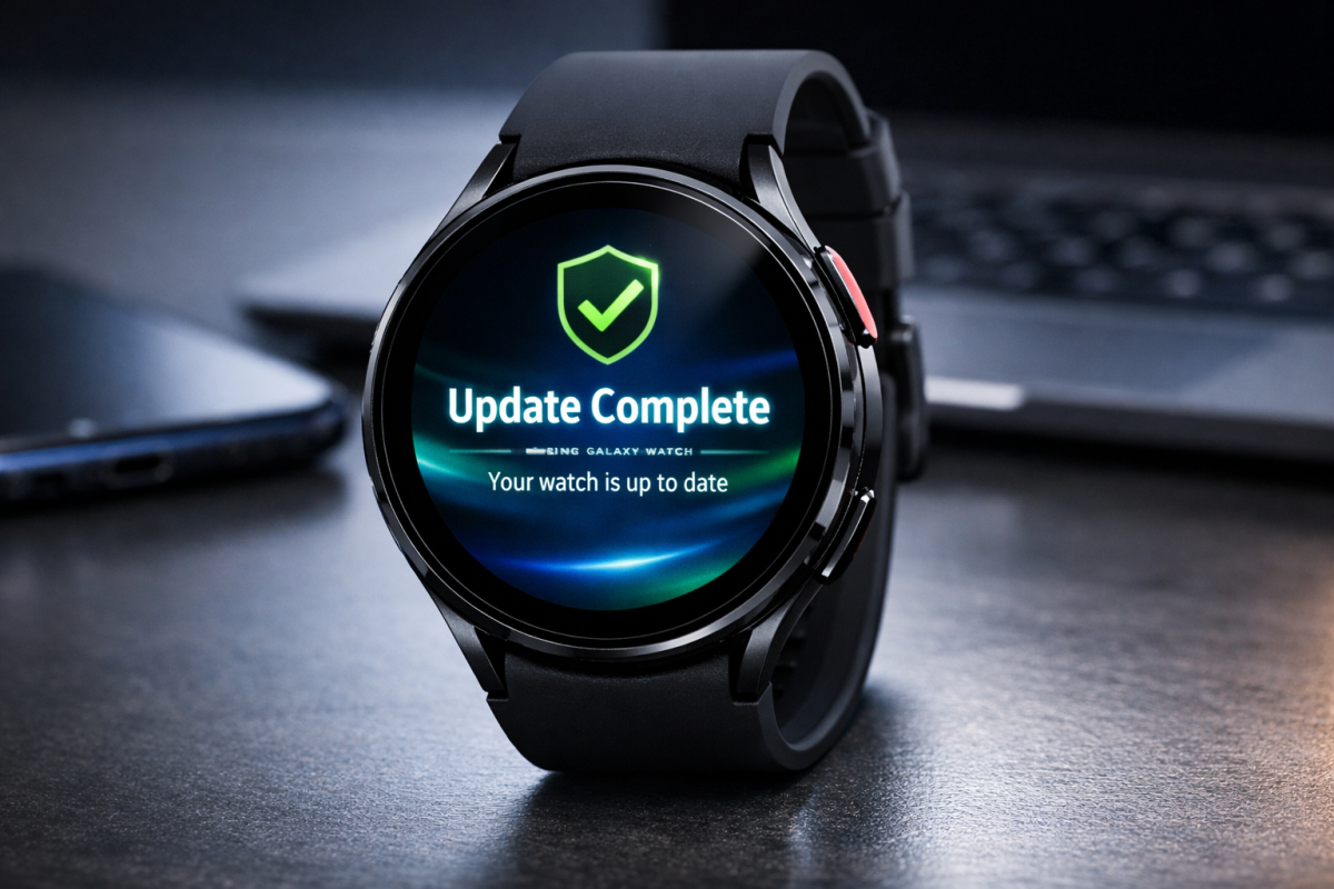 Samsung Galaxy Watch 7 showing Update Complete screen after March 2026 security update