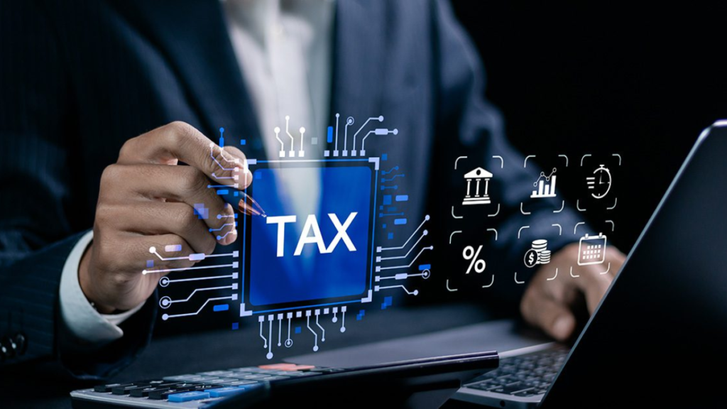 User automating tax filing using AI software on a laptop in 2026